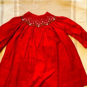 Luli & Me Smocked Christmas dress- Sz 6m